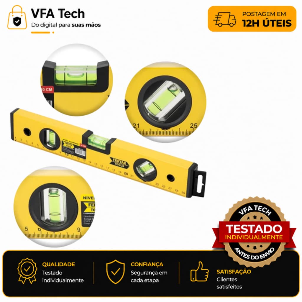 Nível 3 Bolhas Super Leve | ATF-2523 | Nível de mão Obra construção | Alta Qualidade | Testado | Envio em 12h úteis