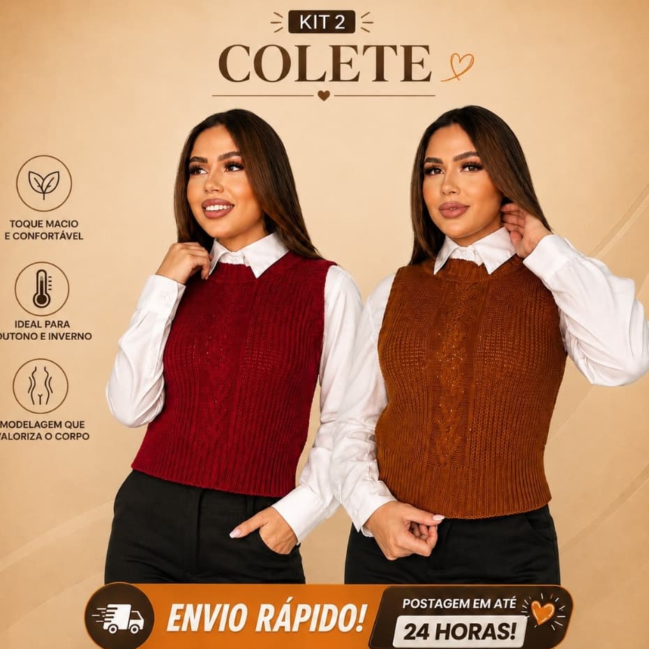 Colete Feminino Tricot Trançado Sem Manga Pullover Moda Inverno Elegante Blusinha Elegante Suéter Manga Curta Regata