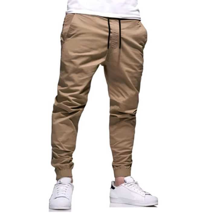 Calça Jogger Masculina Sarja Jeans 4 Bolsos Punho Elástico Cintura Ajustável Casual Streetwear Premium Outono Inverno