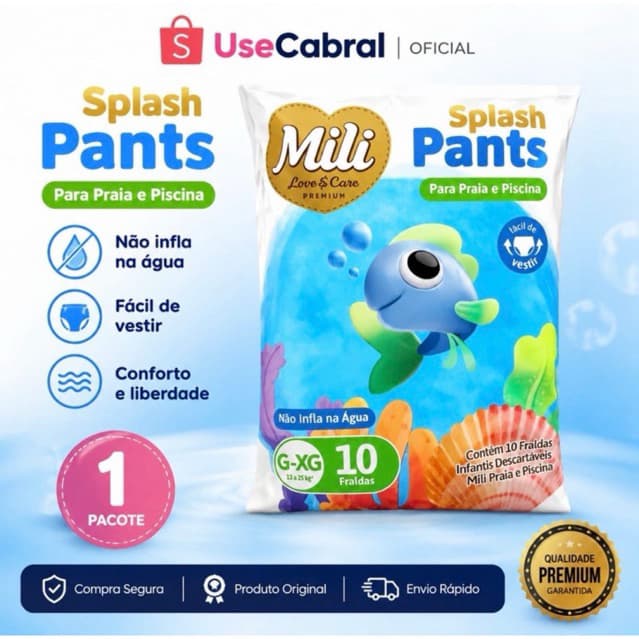 Fralda para Nadar Mili Splash Pants G-XG Praia e Piscina