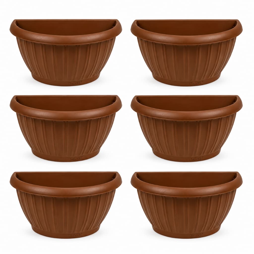 Kit 6 Vaso Grego de Parede Terracote Meia Lua Para Plantas Decoração Jardim Varanda Área Externa Casa Paisagismo
