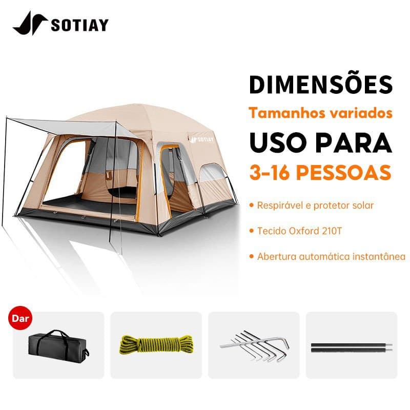 Barraca Camping Acampamento 9-12 Pessoas Grande Família Lux barraca impermeável