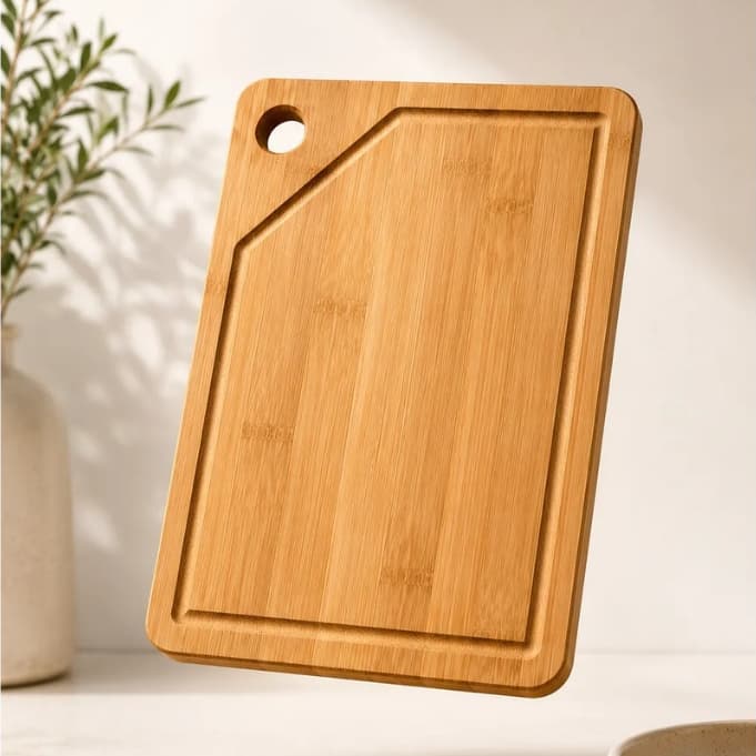 Tabua de Bamboo Retangular De Corte Carne Comida Proteína Churrasco 35x25cm Resistente Mor