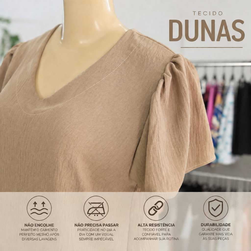 Blusa Feminina Grande, Blusa Feminina EXG-G1, Blusa Tecido Dunas Cor Beje, Blusinha de Qualidade, Otimo Caimento