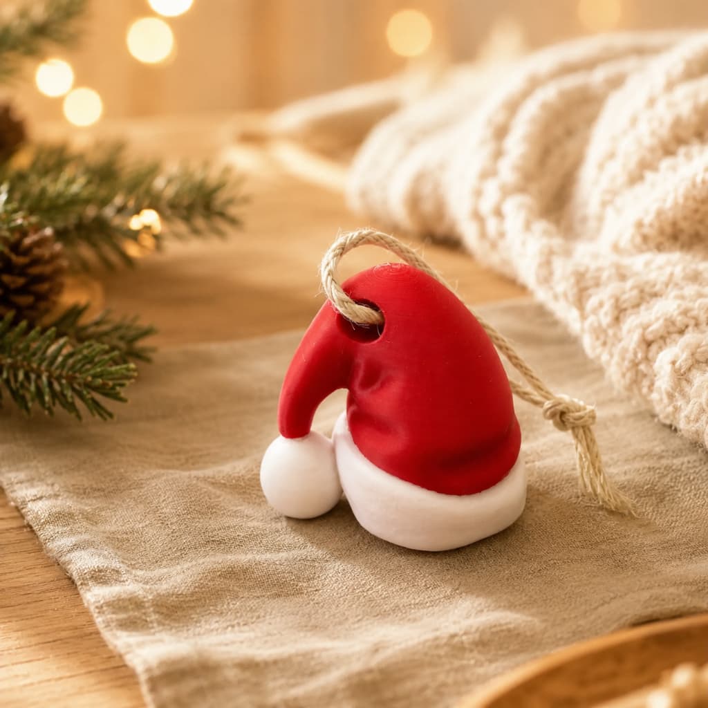 ENFEITE DE NATAL - CAPUZ DE PAPAI NOEL (10 unidades)