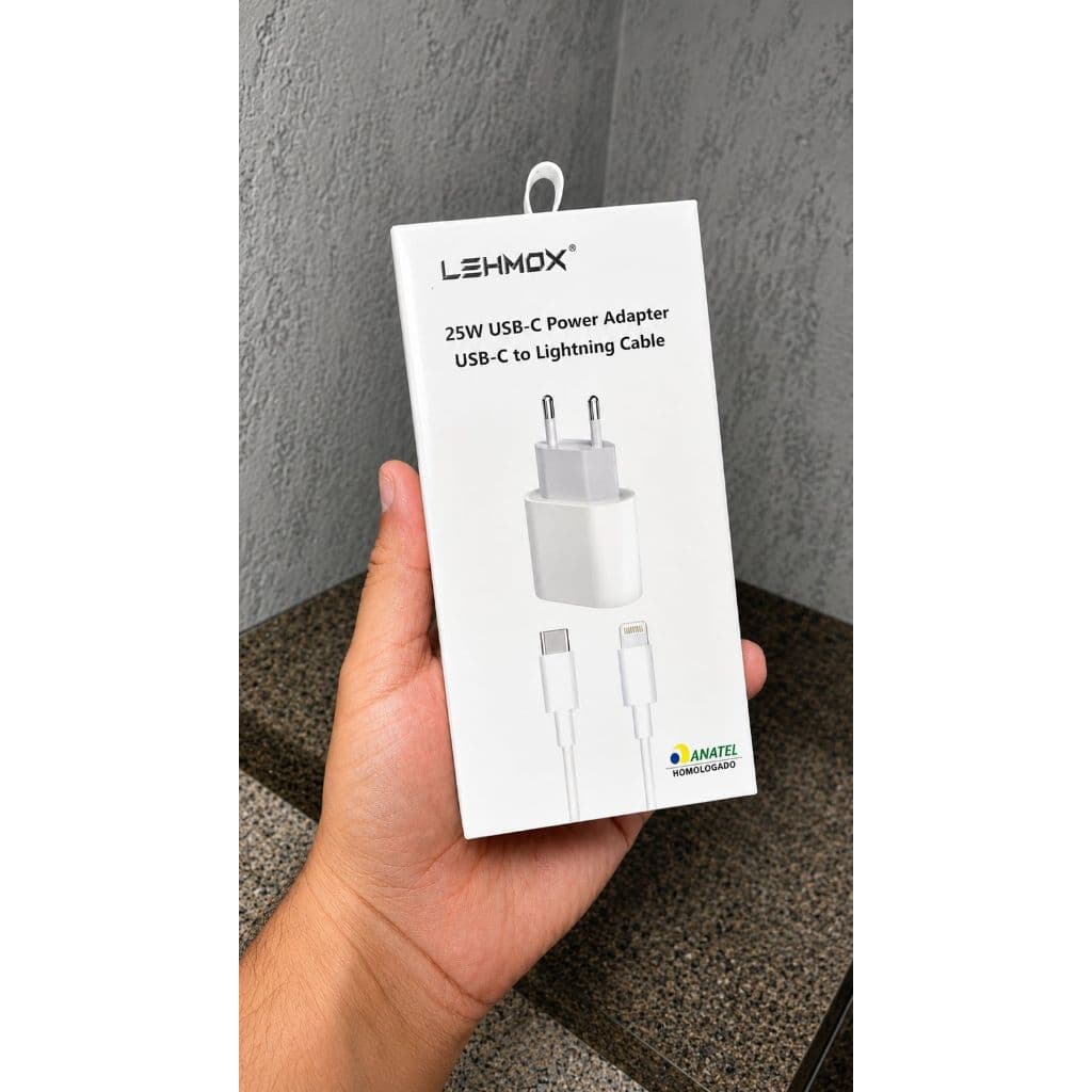 Kit Carregador Iphone Fonte Turbo 25W + Cabo Carregador Rápido Original Lehmox Compatível com iPhone Apple
