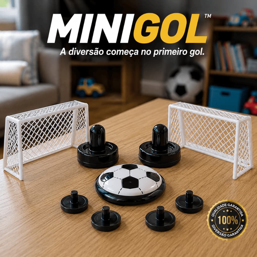 MiniGol Jogo de Futebol de Mesa Infantil 2 Jogadores Brinquedo Futebol com Traves Bola e Rebatedores