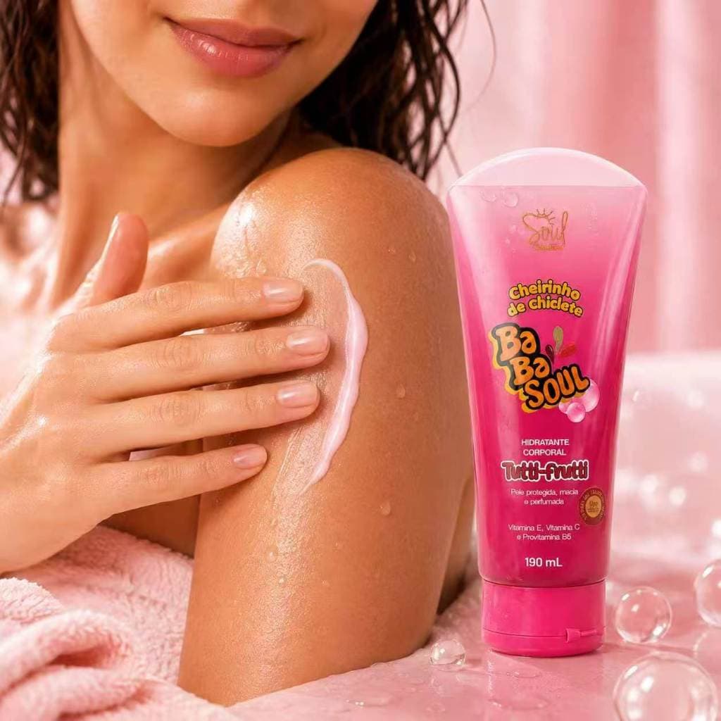 Hidratante Corporal Ba Ba Soul Cheirinho de Chiclete Tutti-Frutti 190ml Loção Hidratante Perfumada Pele Macia e Cheirosa
