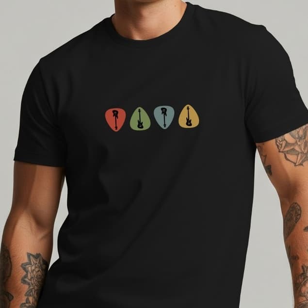 Camiseta Masculina Palhetas Guitarra Rock & Música Guitarras 100% Algodao Confortavel Premium