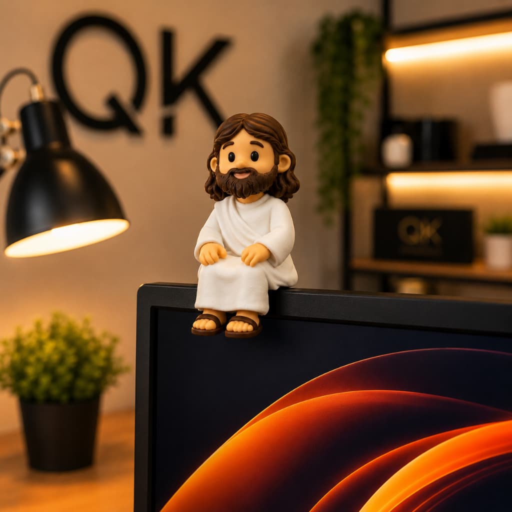 Decoração para Monitor Escritório Enfeite Religioso Presente Impresso 3D