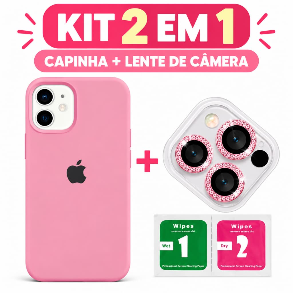 Kit Capa case para iPhone + Protetor de Lente | Proteção Completa para Câmera iphone 11/12/13/14/15/16/17