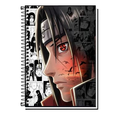Caderno Itachi Naruto Shippuden | Capa Dura Espiral | 1, 10, 15 e 20 Matérias | Caderno Universitário