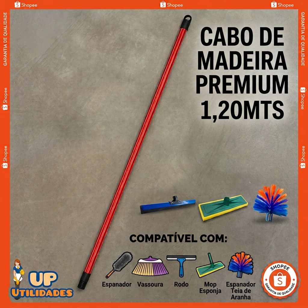 CABO MADEIRA 1,2 MTS ROSCA UNIVERSAL 23 MM-  ESCOLHA A QUANTIDADE - COR DE ACORDO COM ESTOQUE