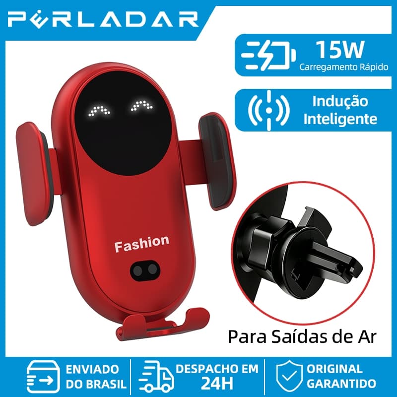 Carregador Sem Fio Automotivo 15W Indução Inteligente Rotação 360° Para Saídas de Ar Compatível com Celulares de 4‑6,5''