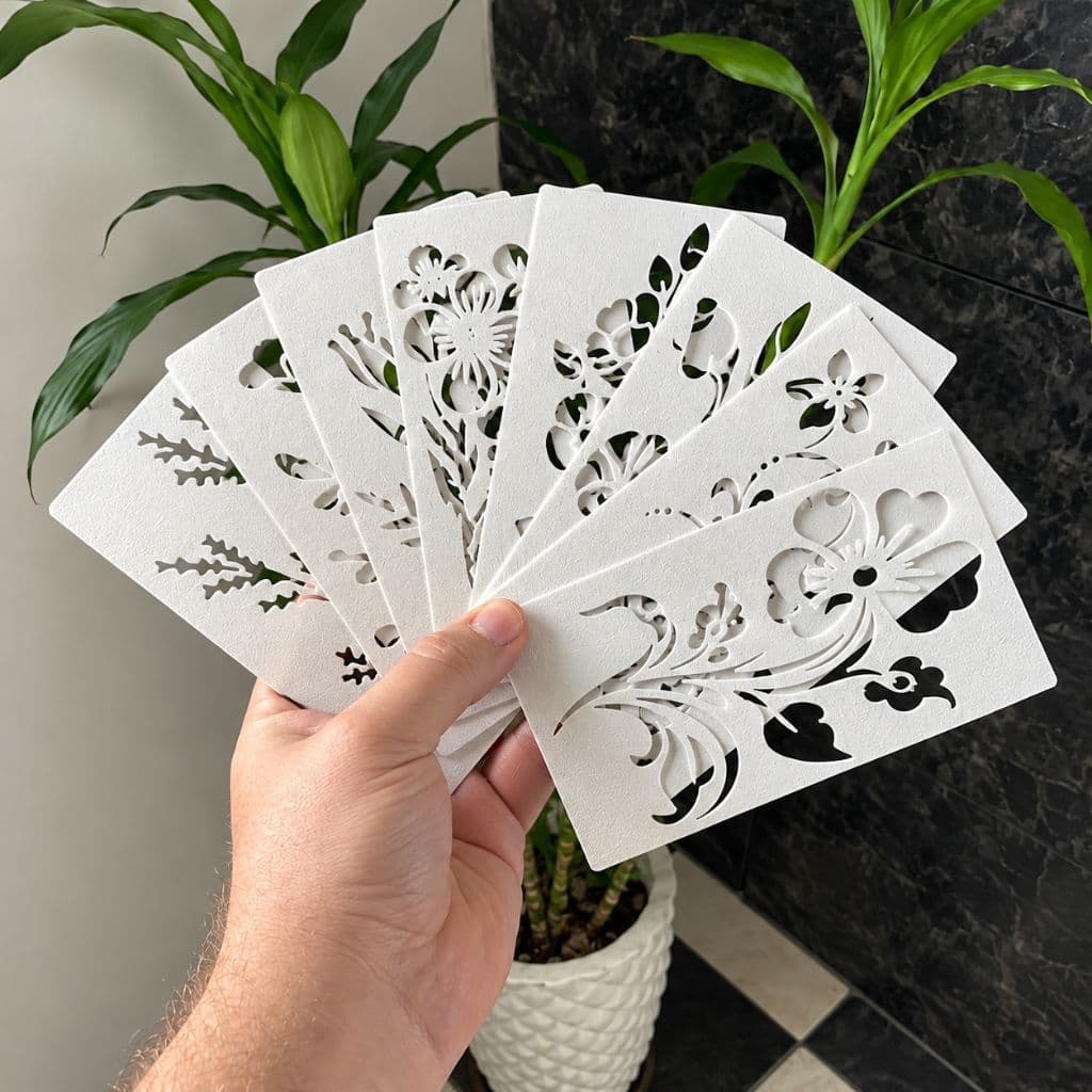 Kit 8 Estêncil Floral para Pintura e Artesanato Molde Reutilizável para Parede Gesso Madeira Tecido Móveis DIY Stencil