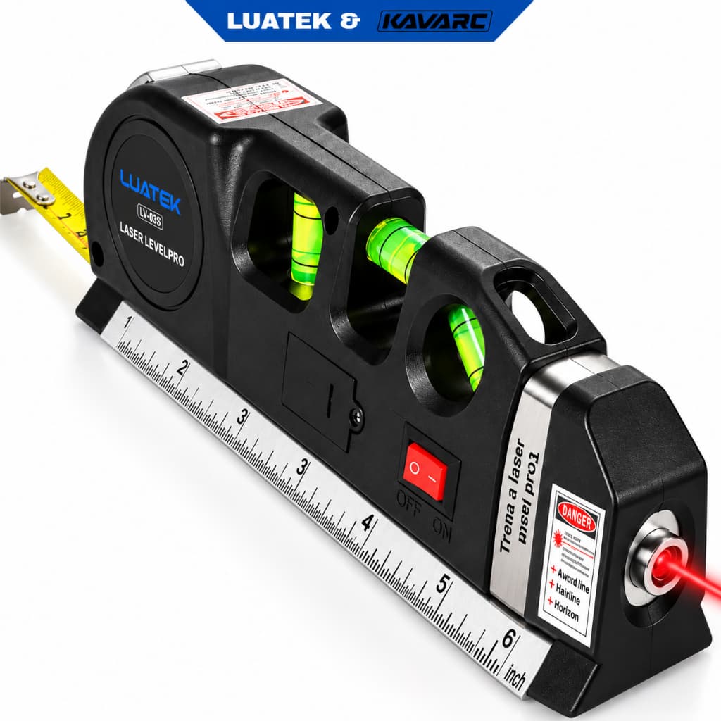 Nível Laser 3 em 1 com Trena Régua e Nível Bolha para Medição e Alinhamento LUATEK