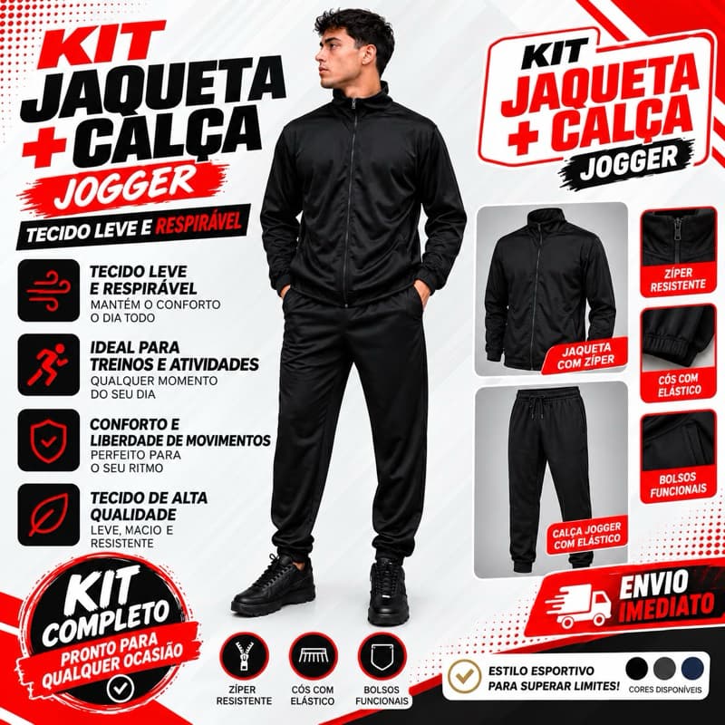 Kit conjunto agasalho dry fit (blusa+calça) chimpa esportiva ou para o dia a dia, tecido leve e confortável