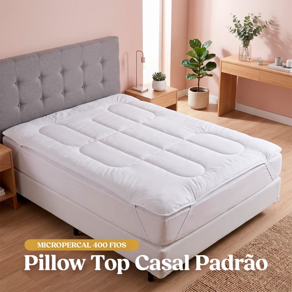 Pillow Top Casal 400 Fios Manta Extra Macio Confortável para Colchão
