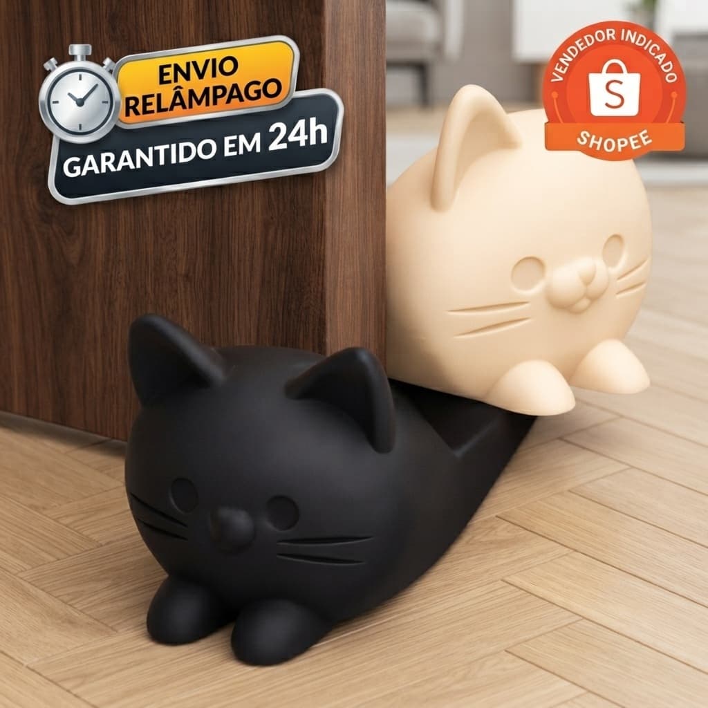 Suporte Trava Porta Gatinho Aparador Peso Trava Porta Cunha Calço Divertido Anti impacto menor