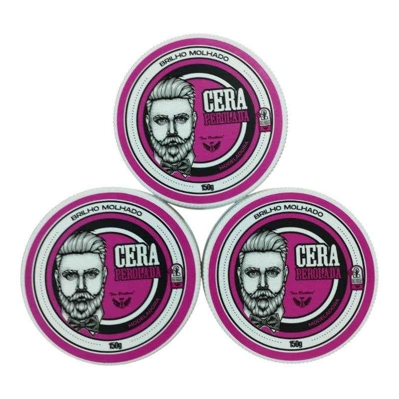kit 3 Cera Pomada Perolada 150g Para Modelar e Fixar Cabelo Two Brothers Profissional