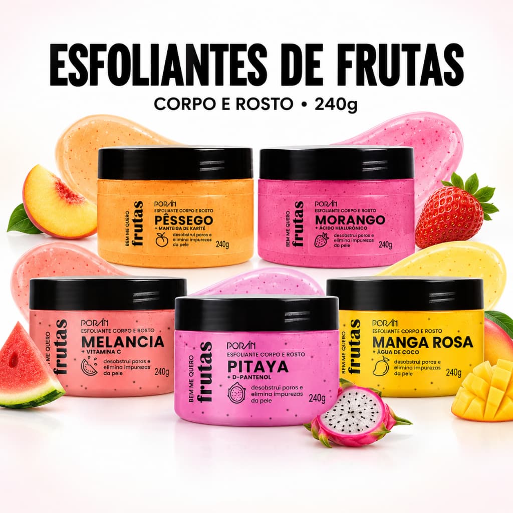 Esfoliante Limpeza Corpo e Rosto Todas as Essências 240g Porán