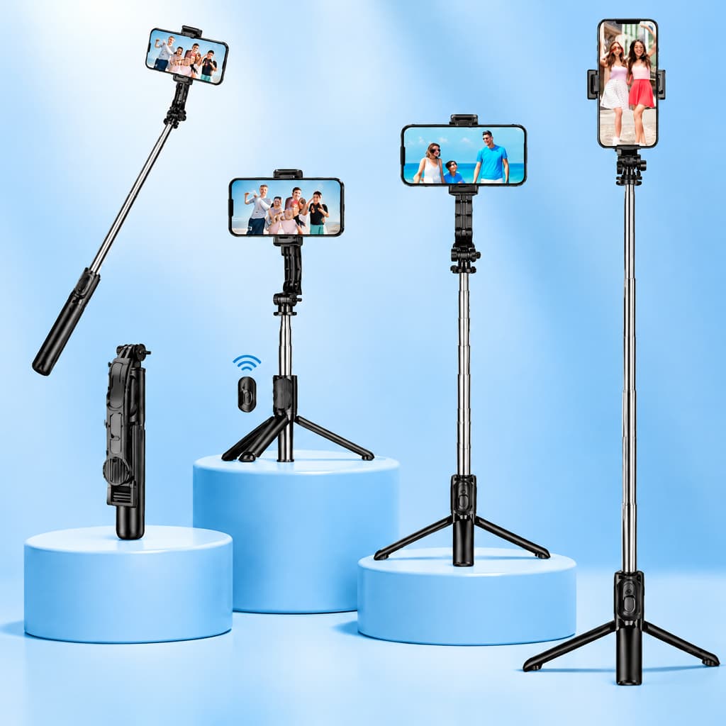 Bastão Pau de Selfie Retrátil e Tripé para Celular com Controle Disparador 360° para Live/Foto