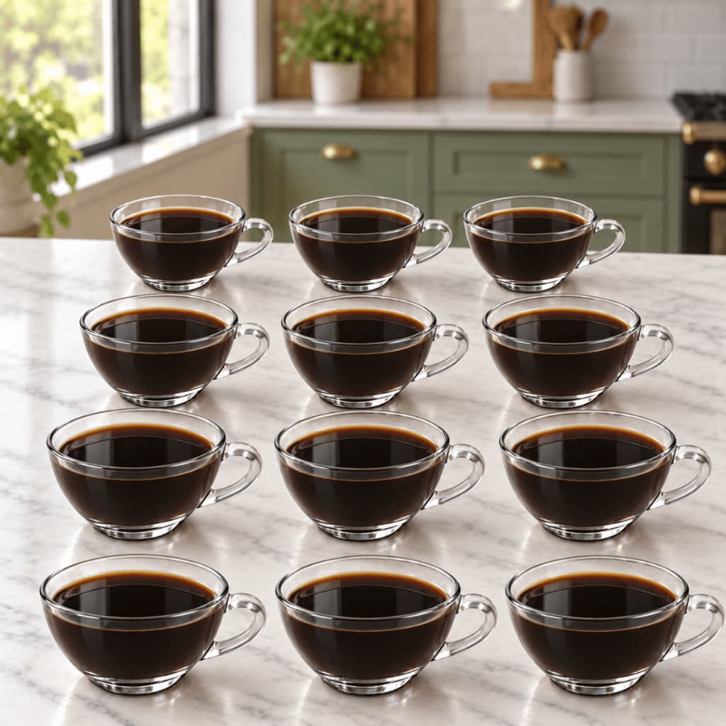 Jogo de Xicara 12 Peças Xícaras 220ml PERA MODERNA Transparente Cristal Crystal Retro Vidro Cha Cafe