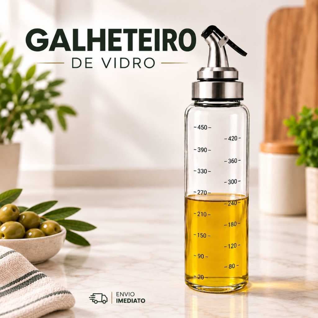 Galheteiro de Vidro 500ml para Azeite Óleo Temperos Dispenser com Bico Dosador Controle de Fluxo Cozinha