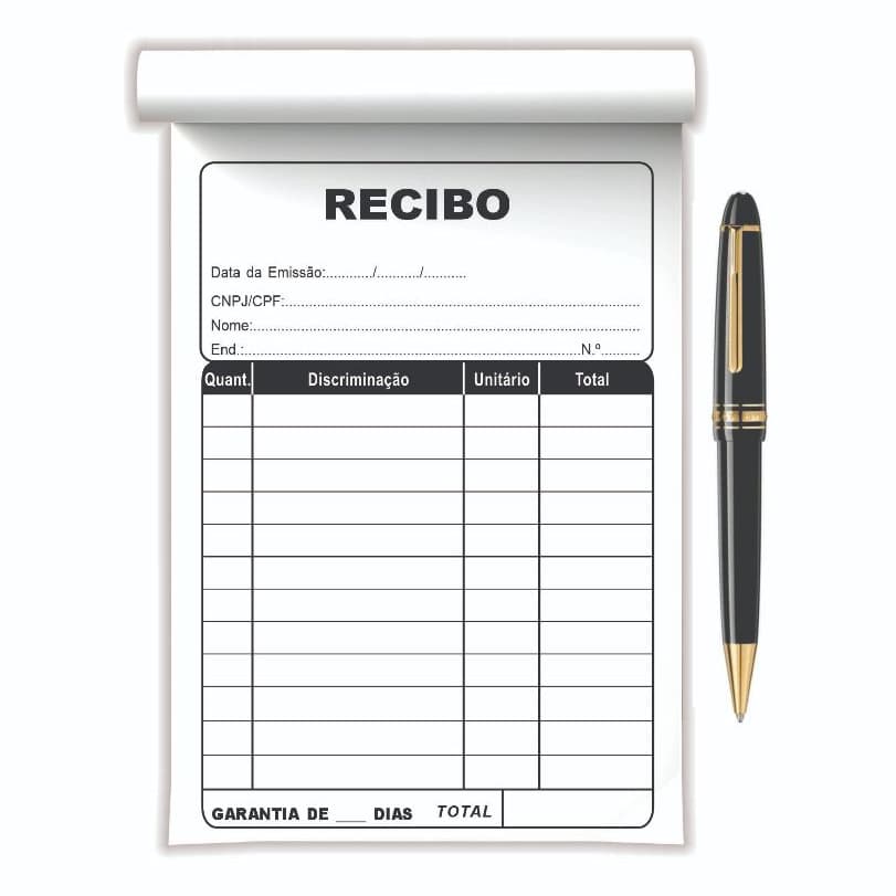 Recibo 10x14, 1via, 50 folhas cada bloco, Papelaria Anotações Blocos de notas