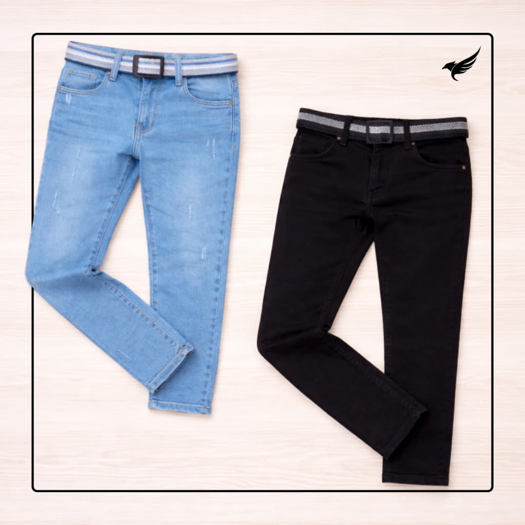 Kit 2 Calça Jeans Com Cinto Infantil Menino