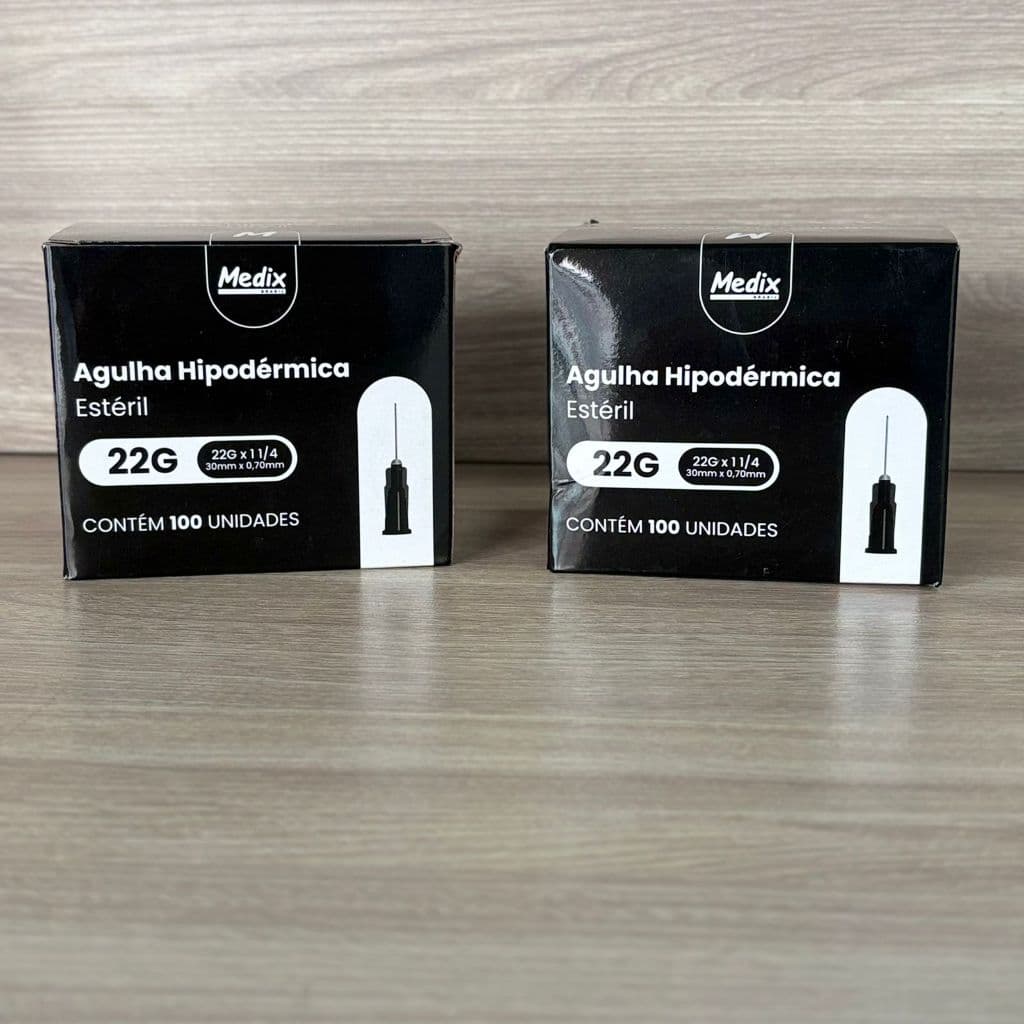 2 Cxs Agulha Hipodérmica Estéril 22G 30mm x 0,70mm Medix