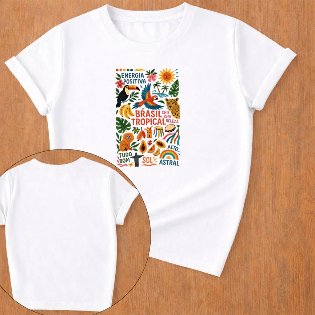Camiseta Camisa Brasil Tropical Rio De Janeiro T-shirt Amazonia Natureza Vibes Promoção Algodão