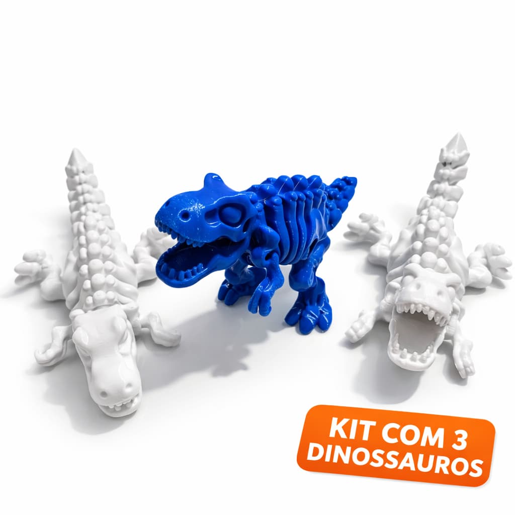 KIT 3x T-Rex  Dinossauro Esqueleto  Articulado  Brinquedo  Dino Toy Flexível Presente INFANTIL