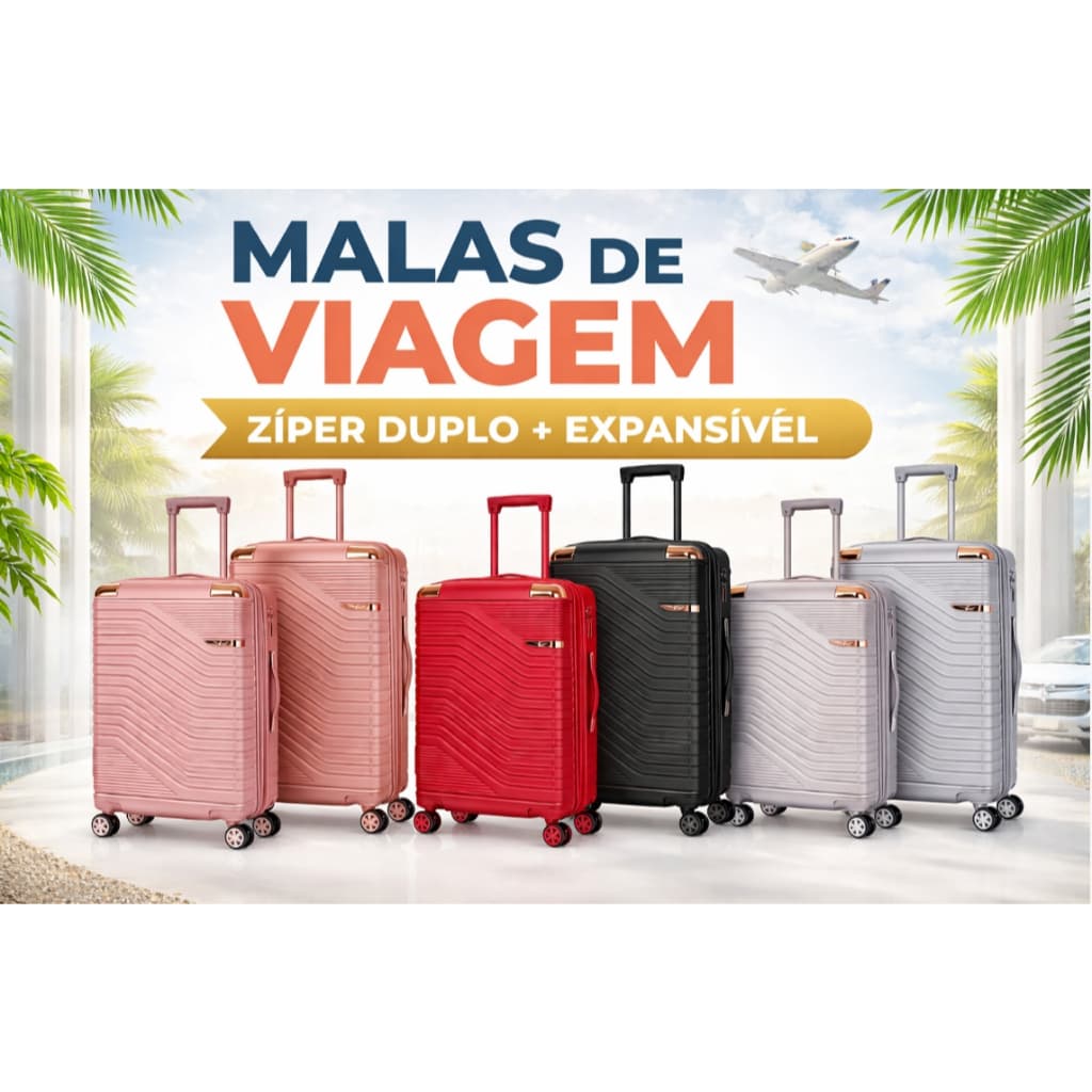Mala de Bordo Viagem Zíper Duplo + Expansível – Novo Estilo