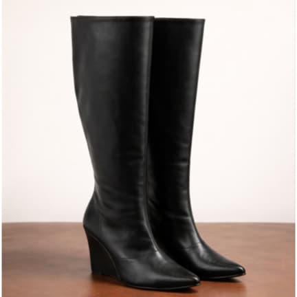 Bota Feminina Salto Alto Anabela Wedge Cano Alto