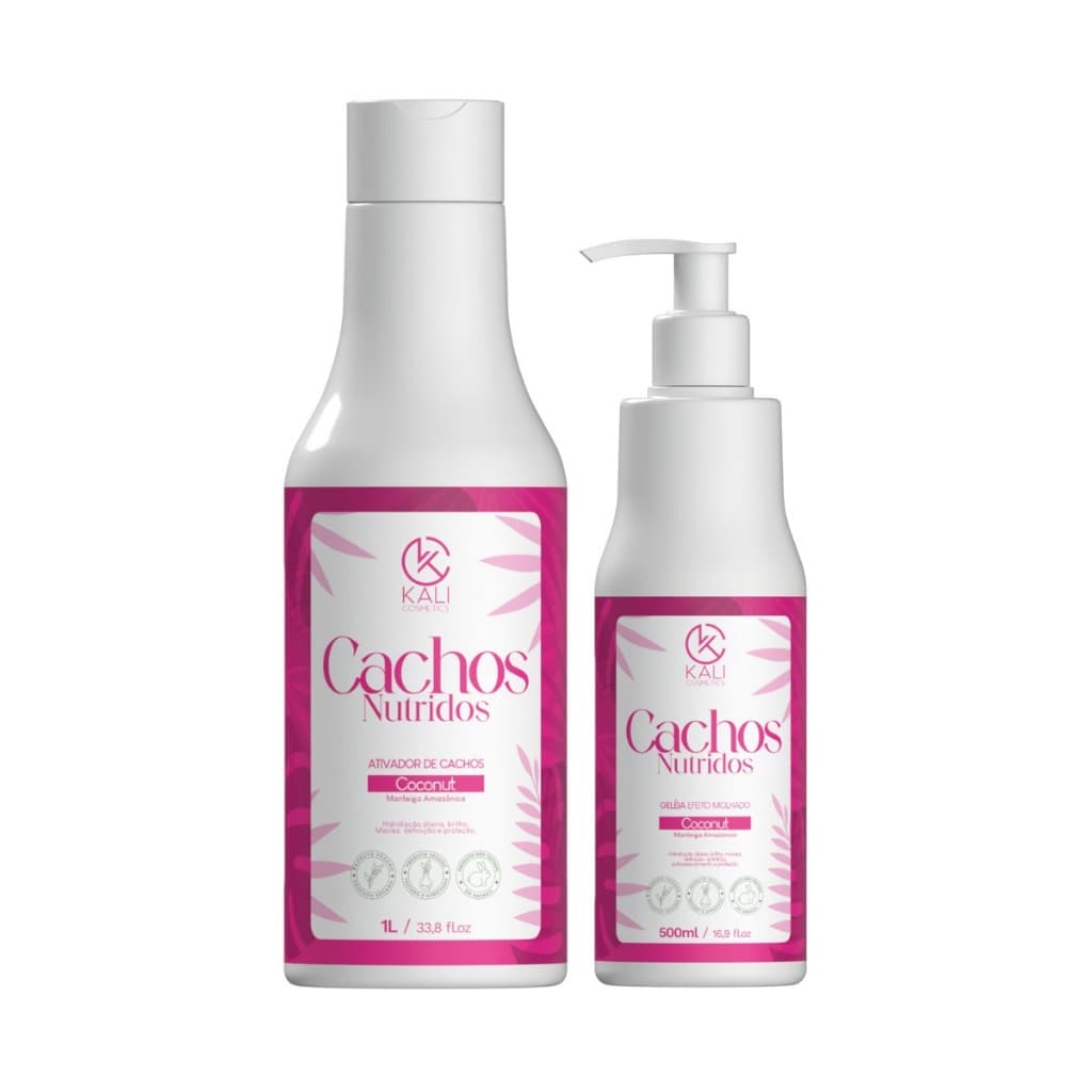 Kit Creme Cabelo Cacheado Ativador de Cachos 1L +Máscara Gelatina Hidratante 500ml