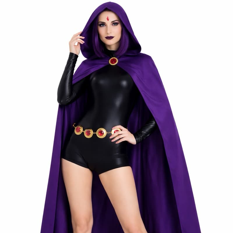 Capa Ravena Jovens Titãs Adulto Infantil Cinto Broche Joia Testa Halloween