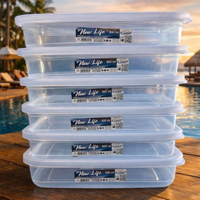 kit Pote Retangular 800 ml 6 Peças