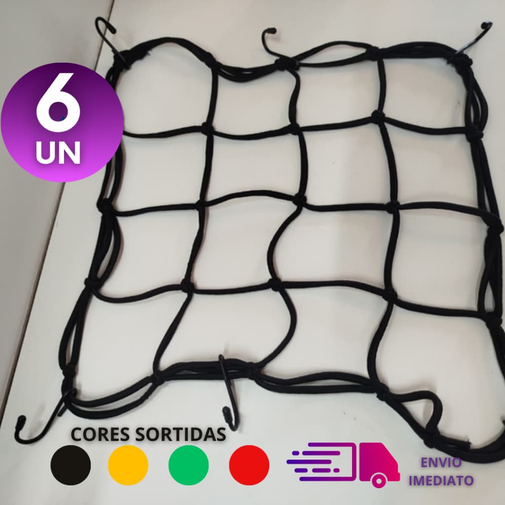 Rede de Carga Elástica Aranha Para Moto Bike Carro Redinha Fixa e Prende Capacete Patins