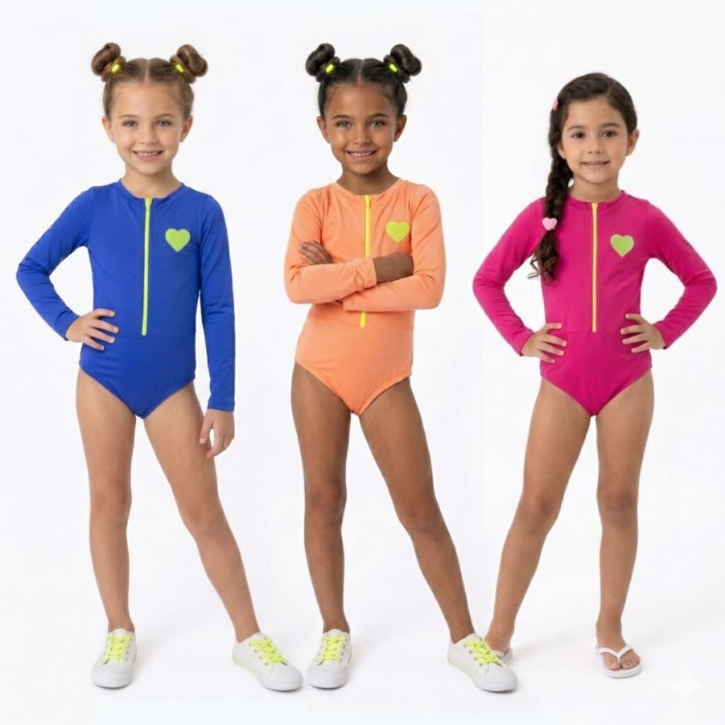 Maiô Infantil Manga Longa com Zíper