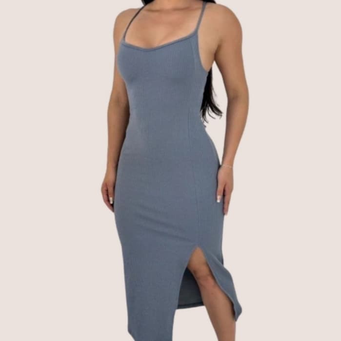 Vestido LONGO novo TRANÇADO nas costas com fenda lateral PROMOÇÃO