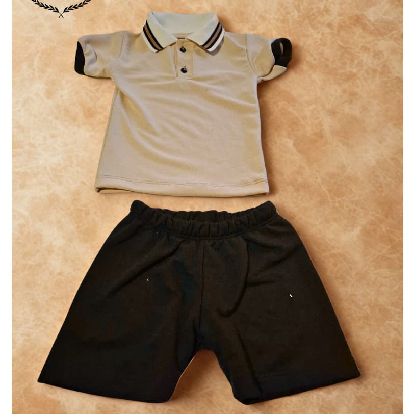 Conjunto Polo Infantil Estilo Luxo masculino Premium bege menino/masculino