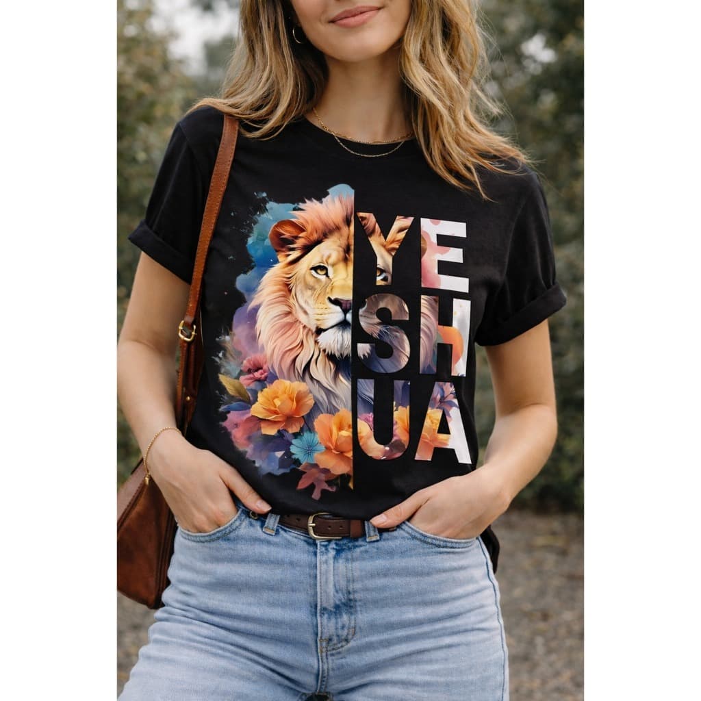 Camiseta Feminina Yeshua Leão de Judá |  Camiseta Gospel Cristã Estilosa | Moda Evangélica Feminina Street Igreja