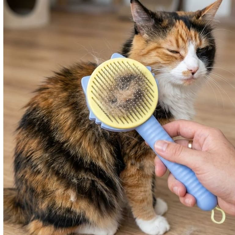 Escova Rasqueadeira Removedora de Pelos de Pets Cães e Gatos automatica