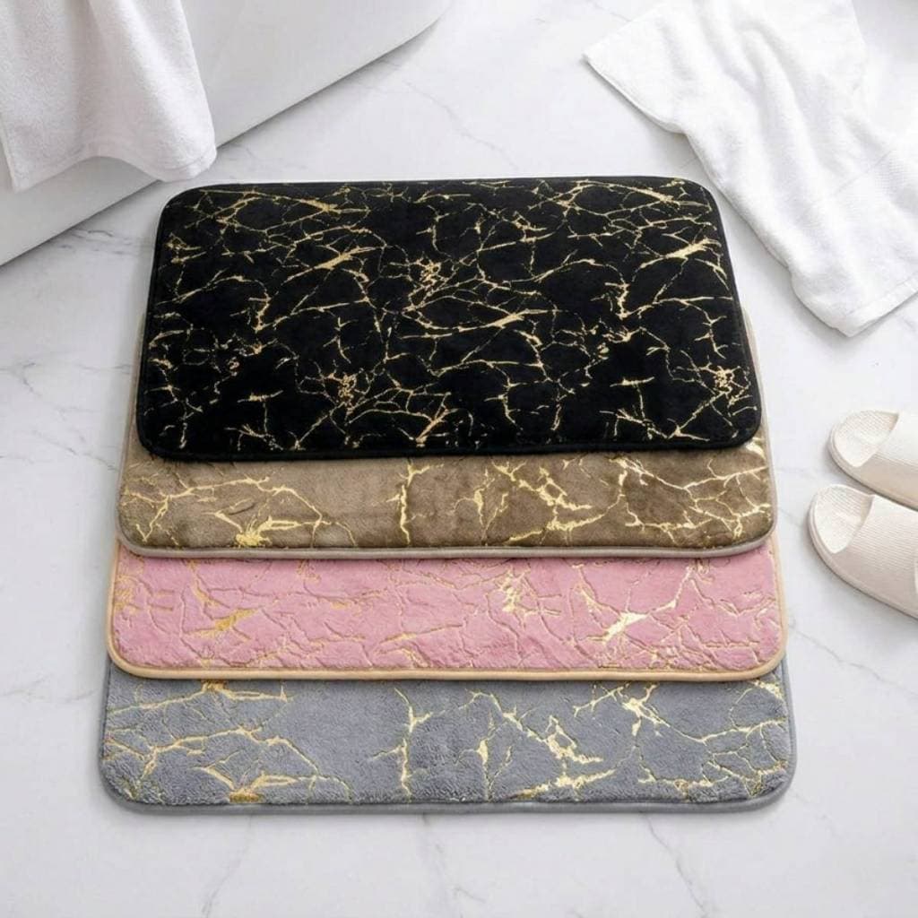 Tapete Decorativo Pelúcia de Porta Banheiro Cozinha Sala Pelo Marmorizado Antiderrapante