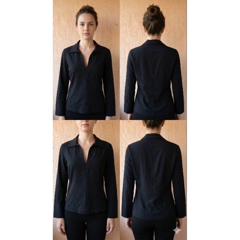 BRECHO Camisa Feminina Preta em Voal Forrado - Tamanho P