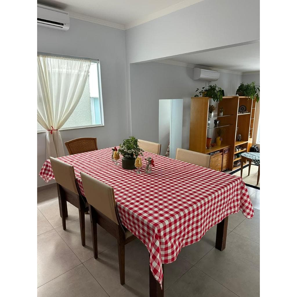 Toalha de Mesa Xadrez 100% Algodão – Tamanhos para 4, 6 e 8 Lugares Vermelha Azul Bege Verde