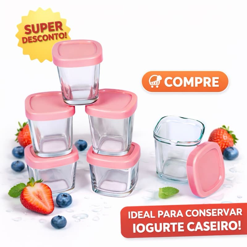 Potes de Armazenamento para Alimentos Clingo - 4 Unidades Rosas