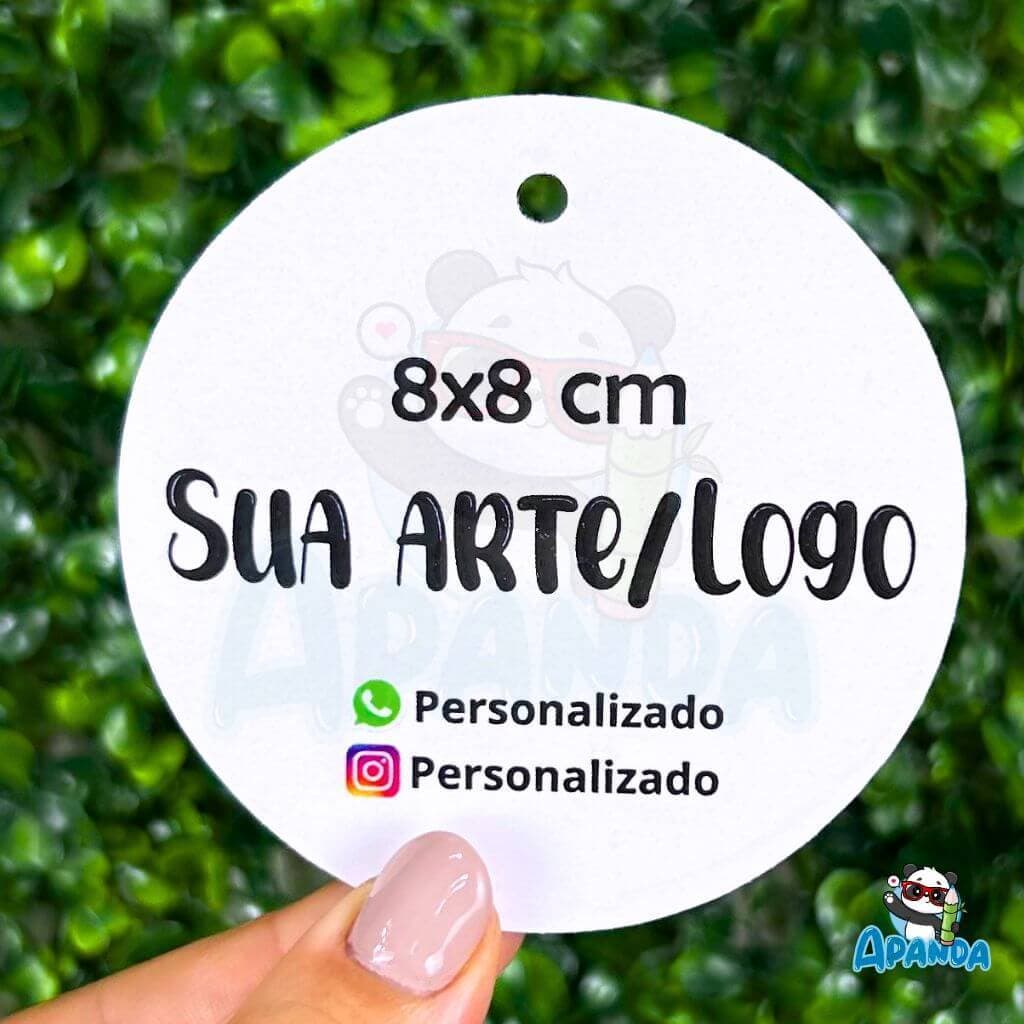 Tag Personalizada 8x8 cm Redonda - Com Sua Arte ou Logo