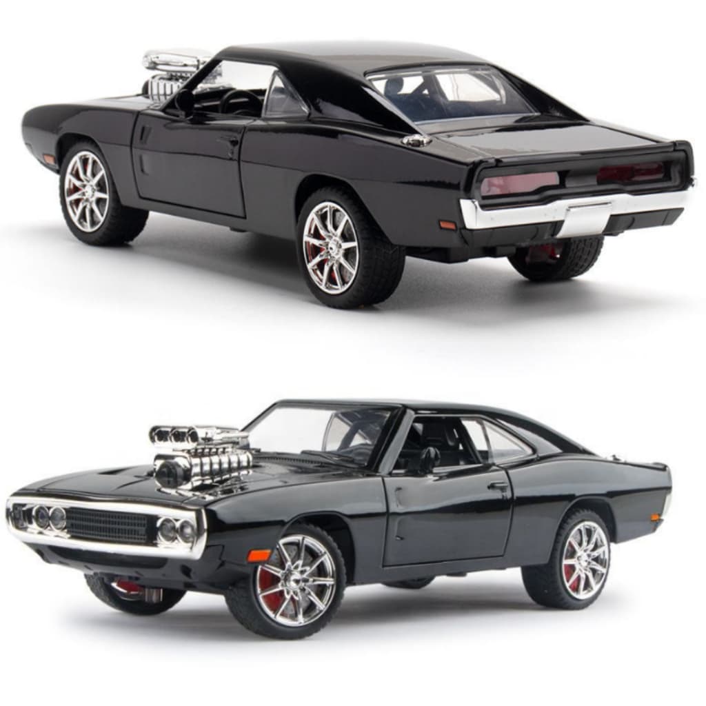 Miniatura Carro Dodge Charger Muscle Car Fricção Escala 1:24 Metal com Luz e Som Colecionável